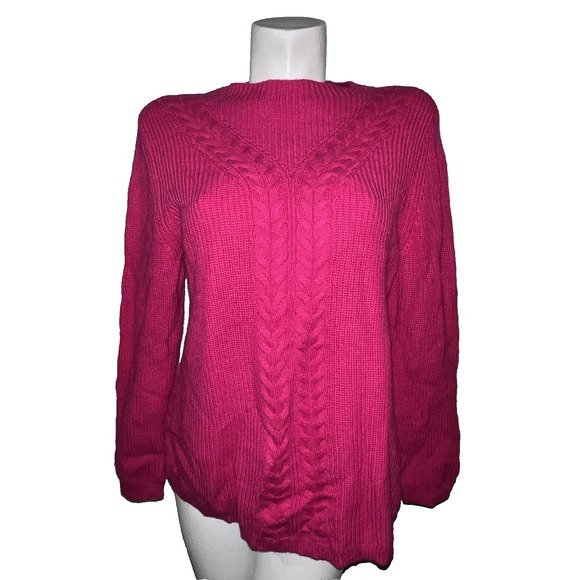 Talbots Sweaters - New Talbots Petite Sweater Cable Knit Lambswool Pullover Women's Sz XLP Pink NWT